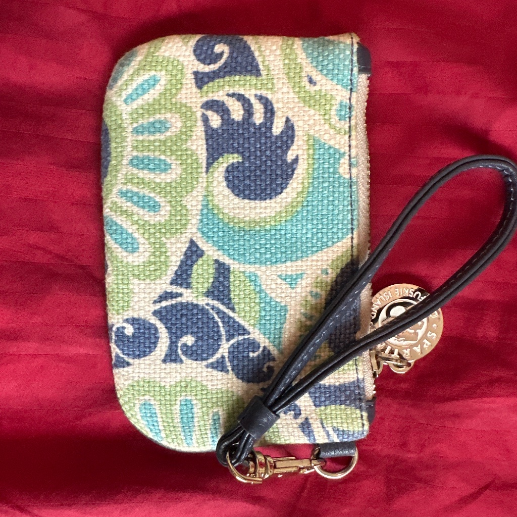 Spartina 449 Linen And Leather Id Coin Wristlet